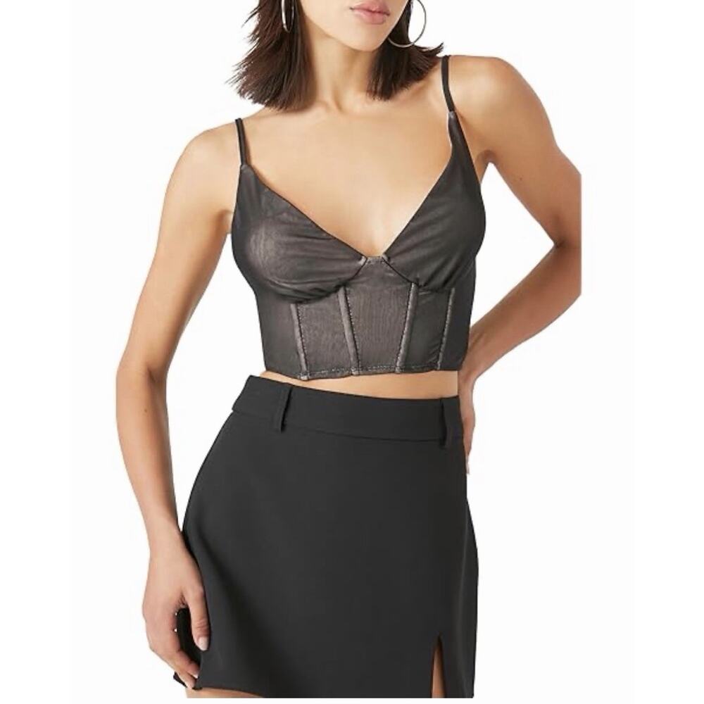 Forever 21 Mesh Corset Top Black Womens’s L Nwt